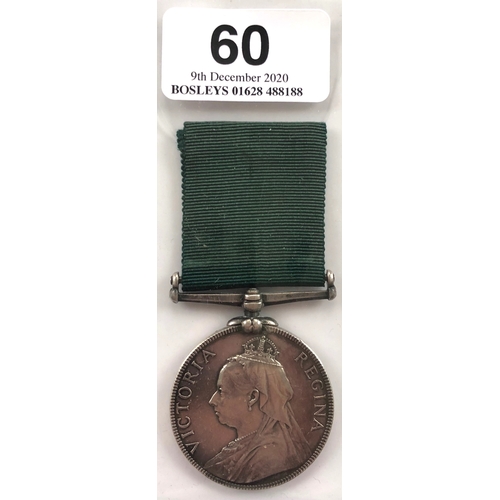 60 - Victorian 4th VB King’s Liverpool Regiment Volunteer Long Service Good Conduct Medal.  Awarded to “5... 