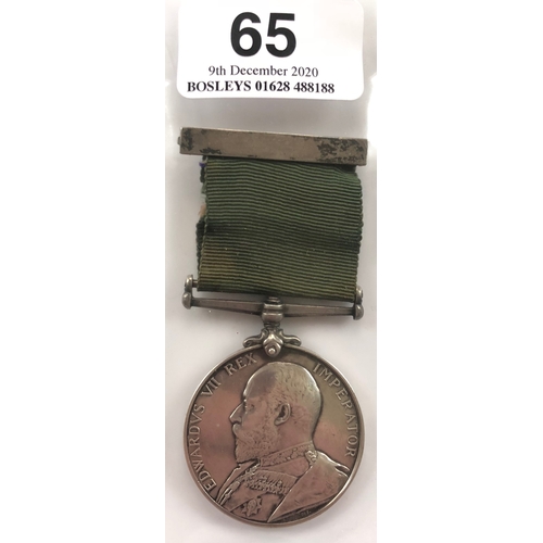 65 - Edwardian 3rd VB King’s Liverpool Regiment Volunteer Long Service Good Conduct Medal.  Awarded to “1... 