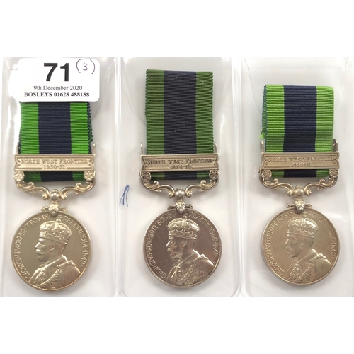 71 - Border Regiment 3 x India General Service Medal, clasp “North West Frontier 1930-31”  Awarded to “35... 