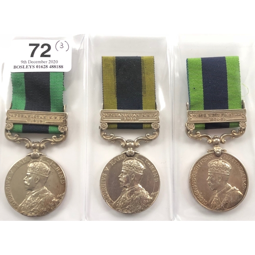 72 - Border Regiment 3 x India General Service Medals  Comprising: India General Service Medal clasp “Afg... 