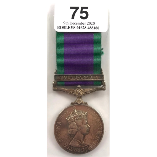 75 - King’s Own Border Regiment, Campaign Service Medal, clasp “South Arabia”  Awarded to “23935921 PTE M... 