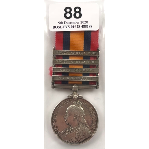 88 - South African Constabulary, Boer War four clasp Queen’s South Africa Medal.  Awarded to “218 3RD CL ... 