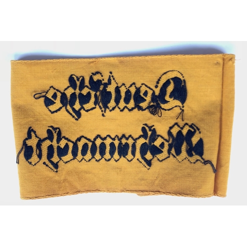 318 - German Third Reich. Deutsche Wehrmacht armband.  Good yellow cotton armband with back embroidered “D... 