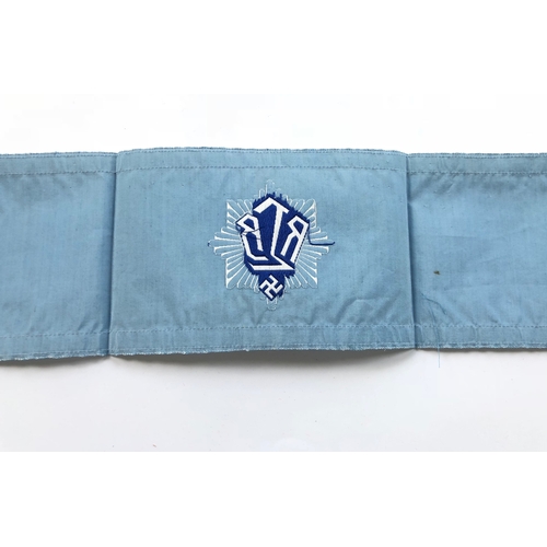 321 - German Third Reich 1st pattern RLB leader’s (Air Raid Precautions) WW2 armband.  Light blue rayon, w... 