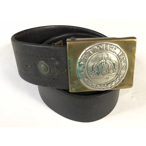 333 - WW1 Imperial German Prussian Other Rank’s Belt & Buckle.  A good example retaining large Prussian bu... 