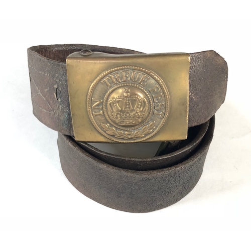 334 - WW1 Imperial German Bavarian Other Rank’s Belt & Buckle.  A good example retaining Bavarian all bras... 