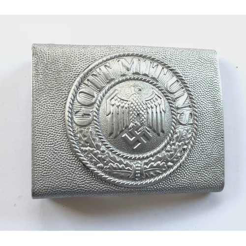 356 - German Third Reich Heer (Army) belt buckle.  A fine aluminium pebbled example with applied circlet “... 