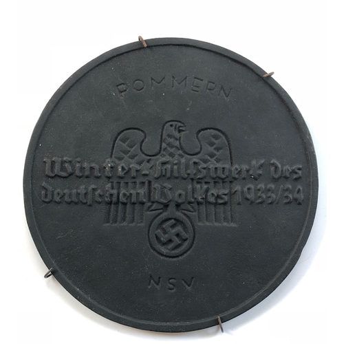 360 - German Third Reich. Iron plaque for Pommern Winter Help Relief 1933/34 and set of small plaques.  Go... 