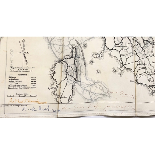 384 - RAF 617 (Dambuster) Squadron Signed WW2 Silk Escape Map.  A good example of a silk escape North and ... 