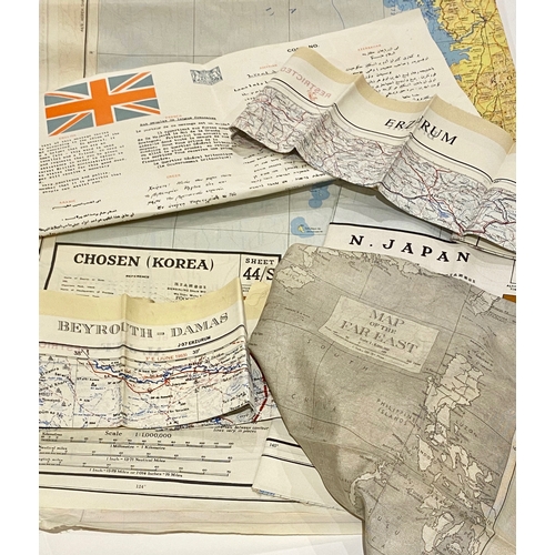 390 - WW2 / Cold War RAF Escape Maps etc  Comprising: Map 44V/44W Japan. ... 44R/ 44S Korea. ... Beyrouth-... 