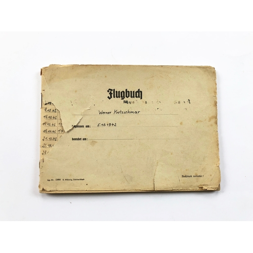 392 - WW2 German Luftwaffe “Flugbuch” Pilot Log Book.  This log book was compiled by Werner Kretzschmar co... 