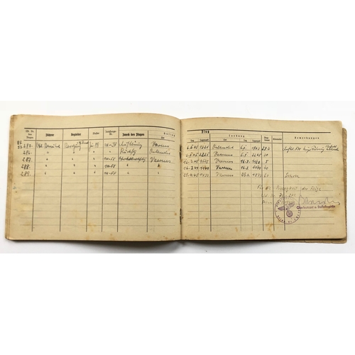 392 - WW2 German Luftwaffe “Flugbuch” Pilot Log Book.  This log book was compiled by Werner Kretzschmar co... 