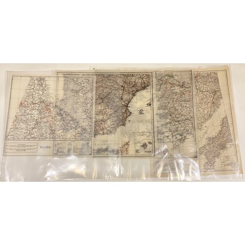 382 - WW2 RAF / Special Forces Tissue Escape Maps. The maps are printed to one side showing: detail of Spa... 