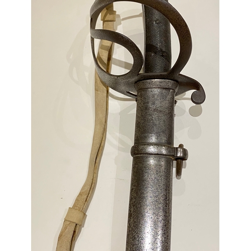 408 - 11th Hussars Trooper’s Victorian 1853 pattern sword.  A rare example, plain slightly curved blade wi... 