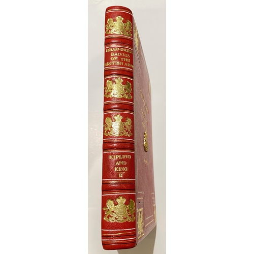 259 - “Head-Dress Badges of the British Army” presentation set.  A very fine pair heavily bound in red lea... 