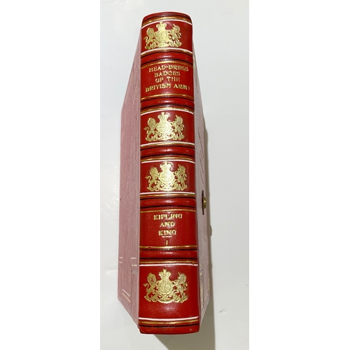 259 - “Head-Dress Badges of the British Army” presentation set.  A very fine pair heavily bound in red lea... 