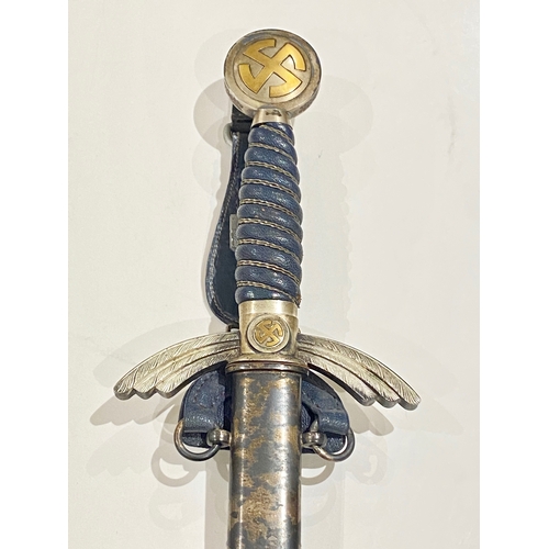 363 - German Third Reich Luftwaffe Officer’s Sword by SMF, Solingen.  A fine example with twist wire bound... 