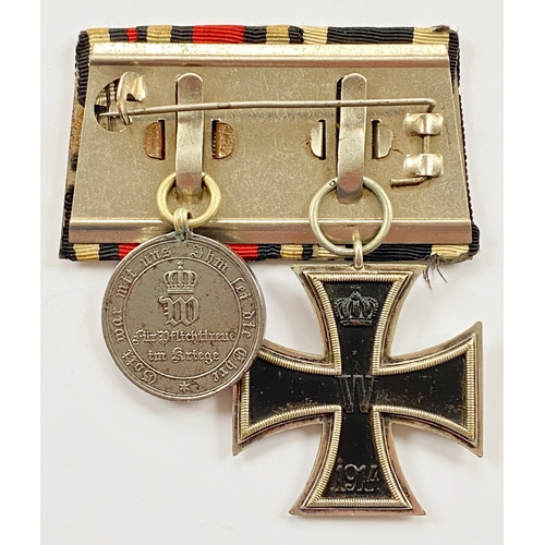 335 - WW1 Imperial German Iron Cross & Franco Prussian 1870 War Medal Pair.  This Iron Cross 2nd Class and... 