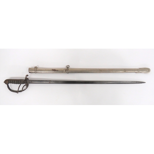 447 - 1821 Pattern Artillery Officer's Sword 32 1/4 inch, single edged blade with wide fuller. Traces of f... 