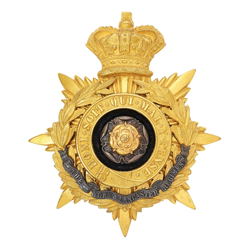 5 - York and Lancaster Regiment Victorian Officers helmet plate circa 1881-1901.
Fine rich gilt crowned ... 