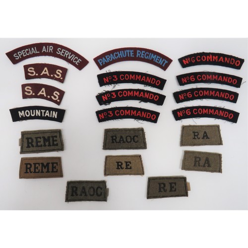 133 - Good Selection of Shoulder Titles including 2 x embroidery SAS ... Embroidery Special Air Service ..... 