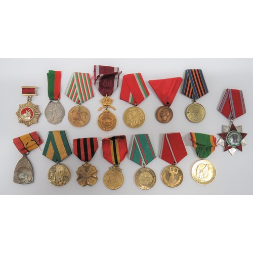 140 - Selection of Various Foreign Medals varied selection of medals including plated and enamel Bulgarian... 