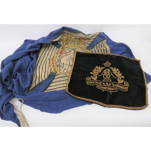 166 - Duke of Edinburgh's Regiment Music Stand Banner black velvet, single sided banner. Gilt braid edging... 