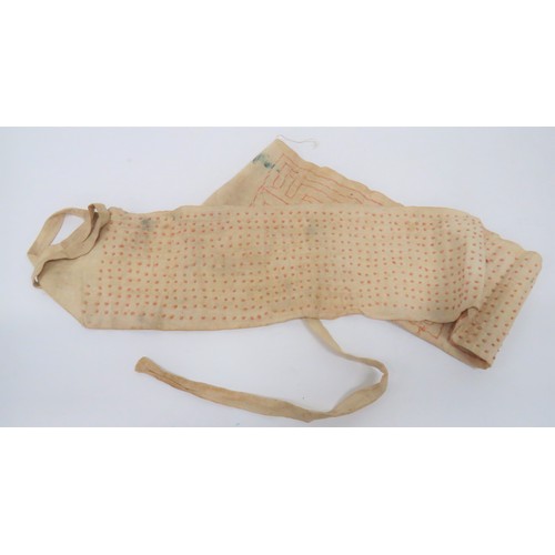 187 - WW2 Japanese Senninbari 1,000 Stitch Belt white cotton belt with pink stitch dots. End securing cord... 