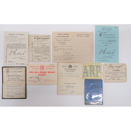 240 - Good Selection of ARP Warden ID Cards including County of Hereford ... Borough of Twickenham ... Bar... 