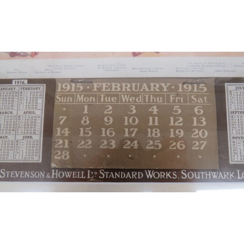 251 - 1915 Stevenson & Howells Military Orientated Calendar printed wall hanging Stevenson & Howel... 