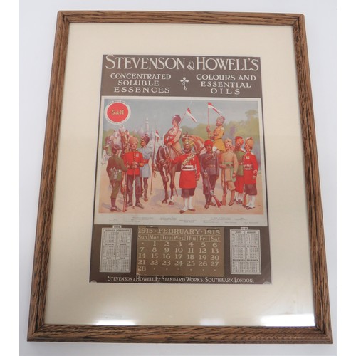 251 - 1915 Stevenson & Howells Military Orientated Calendar printed wall hanging Stevenson & Howel... 