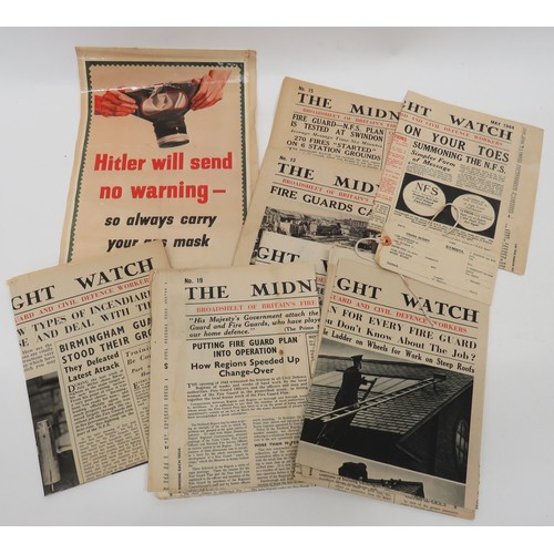 252 - Small Selection of Home Front Paperwork consisting small poster Hitler Will Send No Warning- So Alwa... 