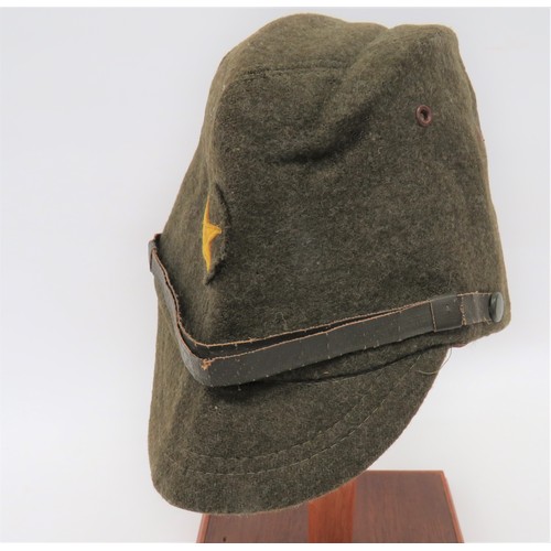 288 - Late War Japanese Soft Cap khaki wool crown, body and soft peak. The rear of the body with four eyel... 