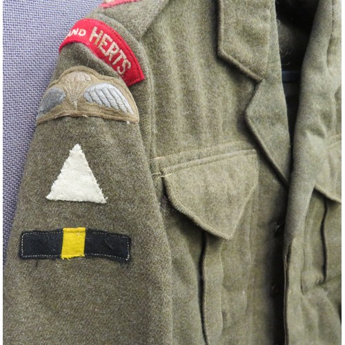 289 - Bedfordshire & Hertfordshire 1st Division Officer's Battle Dress Jacket khaki green woollen, Can... 