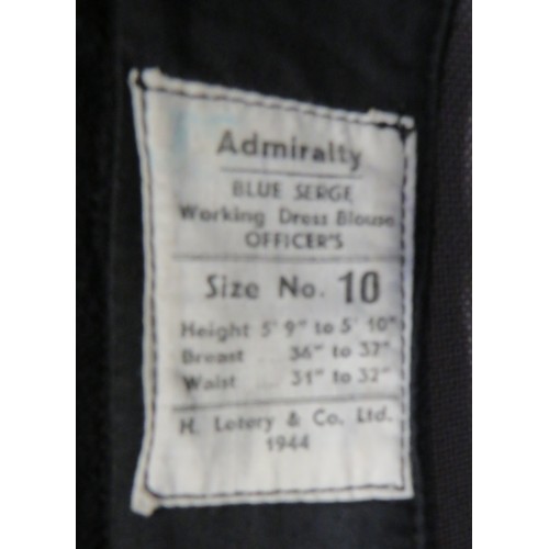 294 - Royal Navy Officer's Battle Dress Jacket dark blue, woollen, single breasted, open collar, short jac... 