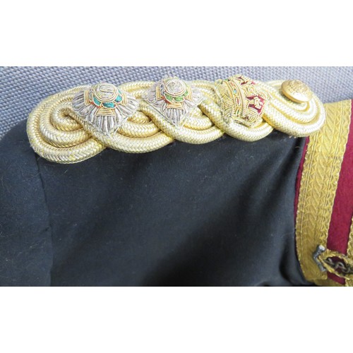 304 - Colonel Late RAMC Officer's Dress Tunic black, single breasted tunic. Maroon, high collar with gilt ... 