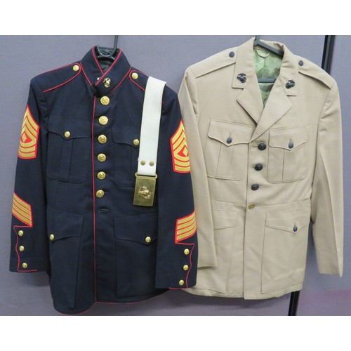 310 - American US Marine Corps Dress Tunic dark blue, single breasted, high collar tunic with red piping. ... 