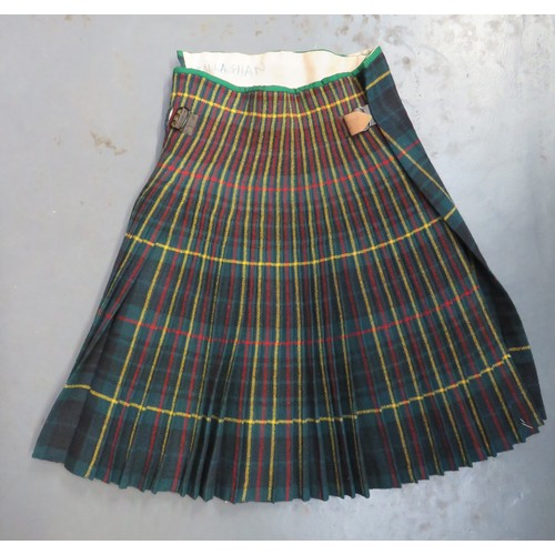 314 - WW2 1939 Dated 7th/8th Batt Royal Scots Kilt regimental pattern, tartan, woollen kilt with pleated r... 