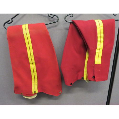 316 - Two Pairs of Pre WW1 11th Hussars Breeches fine woollen, scarlet breeches with two yellow braid side... 