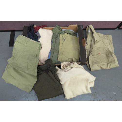 319 - Selection of Post War Uniform including khaki tan, tropical, Officer's short sleeve jacket. Pleated ... 