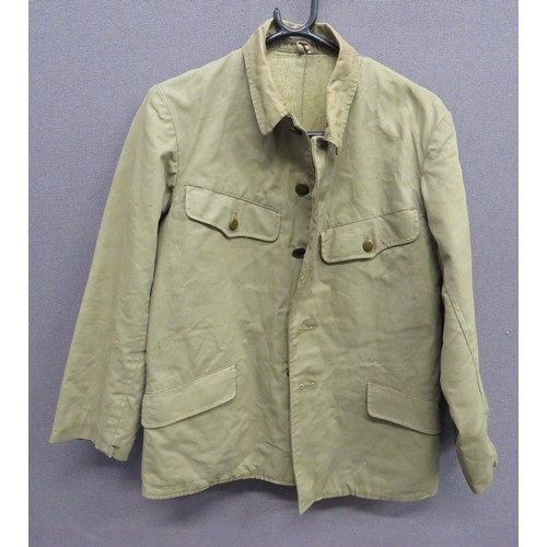 331 - WW2 Japanese Showa 17 (1942) Winter Tunic khaki, heavy cotton, single breasted, closed fold over col... 