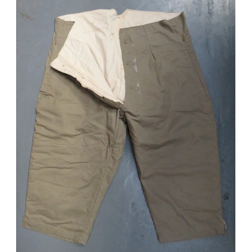 332 - WW2 Japanese Showa 19 (1944) Winter Trousers khaki green, heavy cotton, padded, short leg trousers. ... 