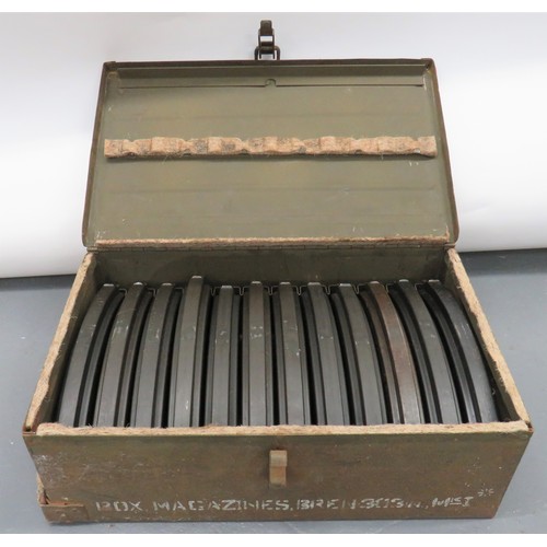 337 - Transit Box of Bren Magazines green painted steel box marked Box Magazines Bren MK1*. Complete with ... 