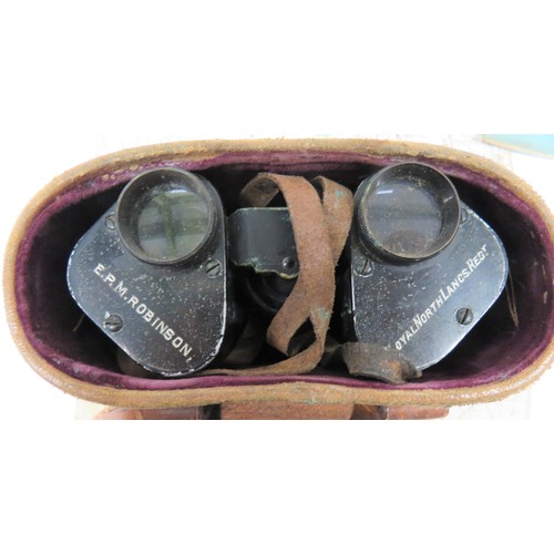 363 - Attributed WW1 Binoculars and Battle Map pair of Goerz Berlin field binoculars with blackened mounts... 