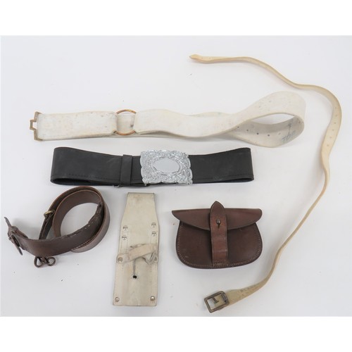 384 - Small Selection of Various Equipment consisting brown leather, Officer's Sam Browne ammunition pouch... 