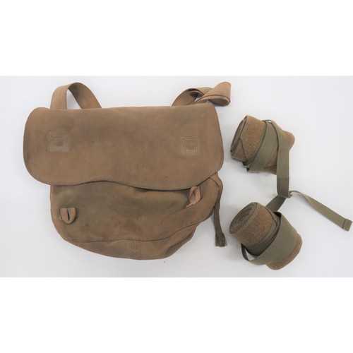 390 - WW2 Japanese Model 1939/40 Bread Bag and Putties khaki canvas bag with expandable sides. The top fla... 