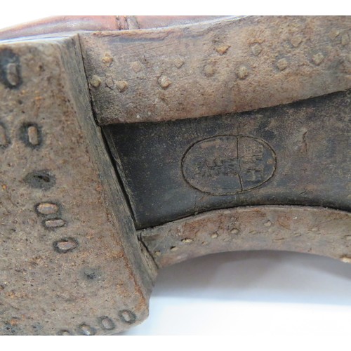 392 - WW2 Japanese Issue NCO's Cavalry Boots tan leather shoe and leg section. Rear of heel with spur stop... 