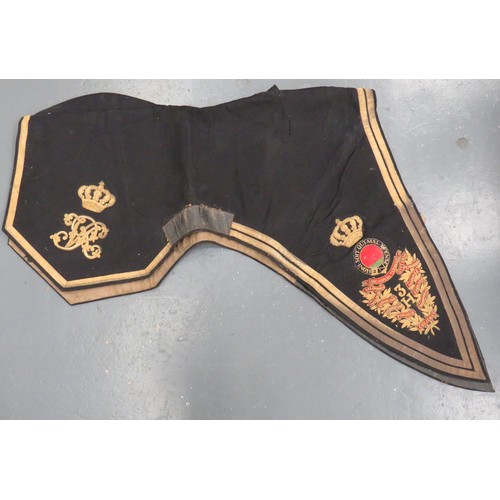 393 - 3rd Hussars Officer's Victorian Shabraque Saddle Cloth a good scarce example of black melton cloth e... 