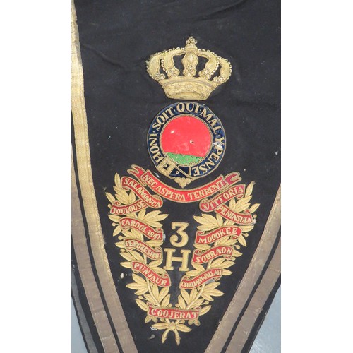 393 - 3rd Hussars Officer's Victorian Shabraque Saddle Cloth a good scarce example of black melton cloth e... 