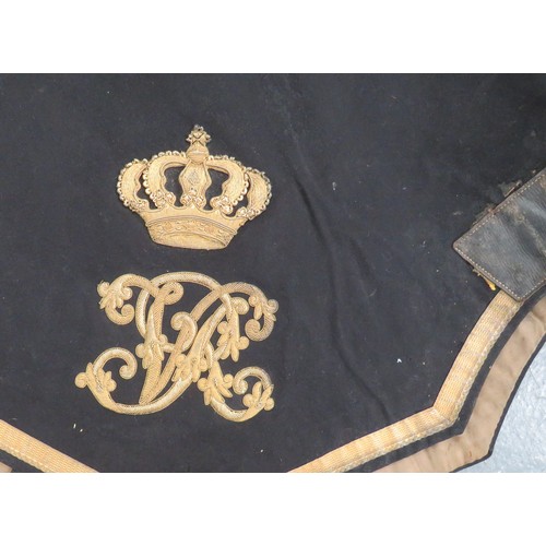 393 - 3rd Hussars Officer's Victorian Shabraque Saddle Cloth a good scarce example of black melton cloth e... 